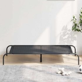Elevated Dog Bed Black Textilene 51.2 x 31.5 x 7.9 in Durable