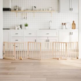 Dog Gate with Door Foldable 6 Panels 118.1 " Poplar Wood