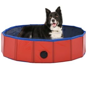 Dog Swimming Pool Red PVC 31.5 x 7.9 in Collapsible