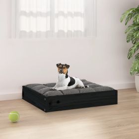 Dog Bed Black Solid pine wood 20.3 x 17.3 x 3.5 in Durable