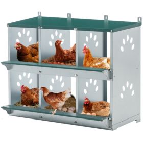 Chicken Nesting Box, 6 Room Metal Nesting Boxes For Chicken,Galvanized Steel Nesting Boxes For Hens,Easy To Assemble (Option: Green)