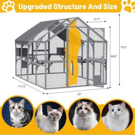 Outdoor Cat House Cat Fence, Upgraded Waterproof Cover - Gray (Option: Blue gray)