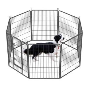 Dog Pens Outdoor Dog Fence Dog Playpen For Large Dogs Dog Kennel Pet Playpen (Option: Black)